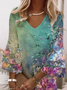 Damen Abstrakt Halbarm Sommer Print Kleid V-Ausschnitt Täglich Lässig Maxikleid H-Linie Kleid