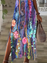 Damen Geblümt Kurzarm Sommer Print Kleid V-Ausschnitt Täglich Lässig Maxikleid X-Linie Kleid