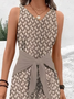 Damen Geometrisch V-Ausschnitt Ärmellos Retro Sommer Jumpsuit