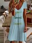 Damen Libelle Kurzarm Sommer Print Kleid V-Ausschnitt Täglich Lässig Midi Passen & Flare Kleid A-Linien-Kleid