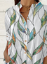 Damen Blätter Langarm Bluse Frühling/Herbst Print Stehkragen Täglich Lässig Oberteile