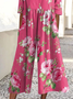 Damen Geblümt Rundhals Kurzarm Lässig Sommer Jumpsuit