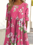Damen Geblümt Rundhals Kurzarm Lässig Sommer Jumpsuit