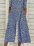Damen Geblümt Rundhals Kurzarm Lässig Sommer Jumpsuit