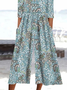 Damen Geblümt Rundhals Kurzarm Lässig Sommer Jumpsuit