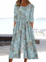 Damen Geblümt Rundhals Kurzarm Lässig Sommer Jumpsuit
