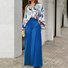 Damen Gestreift Print Zweiteiliges Set Täglich Kurzarm Retro Sommer Bluse mit Hose Matching Set