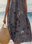 Damen Geblümt Ärmellos Sommer Kleid Rundhals Täglich Lässig Midi A-Linien-Kleid