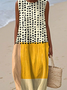 Damen Geometrisch Ärmellos Sommer Kleid Rundhals Täglich Lässig Maxikleid A-Linien-Kleid