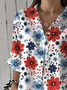 Damen Geblümt Dreiviertelärmel Bluse Frühling/Herbst Print Hemdkragen Täglich Lässig Oberteile