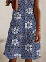 Damen Geblümt Kurzarm Sommer Print Kleid V-Ausschnitt Täglich Lässig Midi Passen & Flare Kleid A-Linien-Kleid
