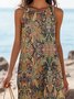 Damen Geblümt Ärmellos Sommer Kleid Rundhals Täglich Lässig Maxikleid A-Linien-Kleid