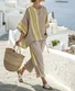 Damen Gestreift Zweiteiliges Set Täglich Halbarm Lässig Sommer Matching Set