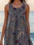 Damen Geblümt Ärmellos Sommer Kleid Rundhals Täglich Lässig Midi A-Linien-Kleid