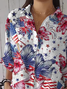 Damen Geblümt Dreiviertelärmel Bluse Frühling/Herbst Print Hemdkragen Täglich Lässig Oberteile