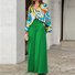 Damen Gestreift Print Zweiteiliges Set Täglich Kurzarm Retro Sommer Bluse mit Hose Matching Set