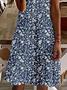 Damen Geblümt Kurzarm Sommer Print Kleid V-Ausschnitt Täglich Lässig Midi Passen & Flare Kleid A-Linien-Kleid