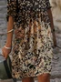 Damen Geblümt Halbarm Sommer Print Kleid V-Ausschnitt Täglich Lässig Mini Etuikleid H-Linie Kleid