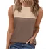 Damen Ärmellos Tanktop Oberteile Leibchen Sommer Farbblock Rundhals Täglich Lässig Oberteile