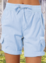 Damen Unifarben Fünfte Hose Gerade Hosen Lässig Sommer Shorts