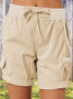 Damen Unifarben Fünfte Hose Gerade Hosen Lässig Sommer Shorts
