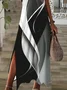 Damen Abstrakt Kurzarm Sommer Print Kleid V-Ausschnitt Täglich Lässig Maxikleid X-Linie Kleid