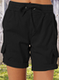 Damen Unifarben Fünfte Hose Gerade Hosen Lässig Sommer Shorts
