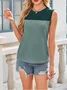 Damen Ärmellos Tanktop Oberteile Leibchen Sommer Farbblock Rundhals Täglich Lässig Oberteile