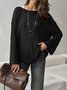 Damen Unifarben Gewebe Frühling/Herbst Lässig Langarm Schulterfrei Baumwolle Pullover