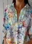 Damen Geblümt Dreiviertelärmel Bluse Frühling/Herbst Print Hemdkragen Täglich Lässig Oberteile