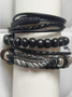 Retro Straße Cowboy Leder Armband Nische Koreanisch Trend mehrschichtig Bodhi Holz Armband Verstellbar Armband
