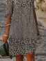 Damen Geblümt Halbarm Sommer Print Kleid V-Ausschnitt Täglich Lässig Mini Etuikleid H-Linie Kleid