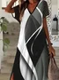 Damen Abstrakt Kurzarm Sommer Print Kleid V-Ausschnitt Täglich Lässig Maxikleid X-Linie Kleid
