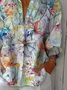 Damen Geblümt Dreiviertelärmel Bluse Frühling/Herbst Print Hemdkragen Täglich Lässig Oberteile