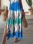 Damen Abstrakt Kurzarm Sommer Print Kleid V-Ausschnitt Täglich Lässig Maxikleid X-Linie Kleid
