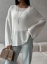 Damen Unifarben Gewebe Frühling/Herbst Lässig Langarm Schulterfrei Baumwolle Pullover