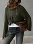 Damen Unifarben Gewebe Frühling/Herbst Lässig Langarm Schulterfrei Baumwolle Pullover