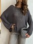 Damen Unifarben Gewebe Frühling/Herbst Lässig Langarm Schulterfrei Baumwolle Pullover