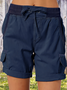 Damen Unifarben Fünfte Hose Gerade Hosen Lässig Sommer Shorts