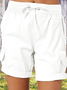 Damen Unifarben Fünfte Hose Gerade Hosen Lässig Sommer Shorts