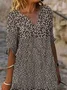 Damen Geblümt Halbarm Sommer Print Kleid V-Ausschnitt Täglich Lässig Mini Etuikleid H-Linie Kleid