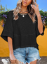 Damen Unifarben Halbarm T-Shirts T-Shirt Rundhals Nahtverarbeitung Lässig Sommer Oberteile