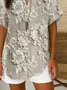 Damen Geblümt Kurzarm Bluse Sommer Print V-Ausschnitt Täglich Lässig Oberteile