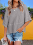 Damen Unifarben Halbarm T-Shirts T-Shirt Rundhals Nahtverarbeitung Lässig Sommer Oberteile