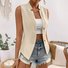 Damen Ärmellos Tanktop Oberteile Leibchen Sommer Unifarben Schnalle Stehkragen Täglich Einfach Oberteile