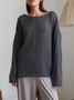 Damen Unifarben Langarm Bluse Frühling/Herbst Schulterfrei Dolman-Ärmel Täglich Lässig Oberteile