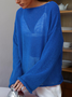 Damen Unifarben Langarm Bluse Frühling/Herbst Schulterfrei Dolman-Ärmel Täglich Lässig Oberteile