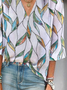 Damen Geblümt Dreiviertelärmel Bluse Frühling/Herbst Print V-Ausschnitt Täglich Lässig Oberteile