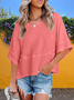 Damen Unifarben Halbarm T-Shirts T-Shirt Rundhals Nahtverarbeitung Lässig Sommer Oberteile