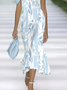 Damen Geblümt Flügelärmel Sommer Print Kleid Schulterfrei Täglich Retro Maxikleid H-Linie Kleid